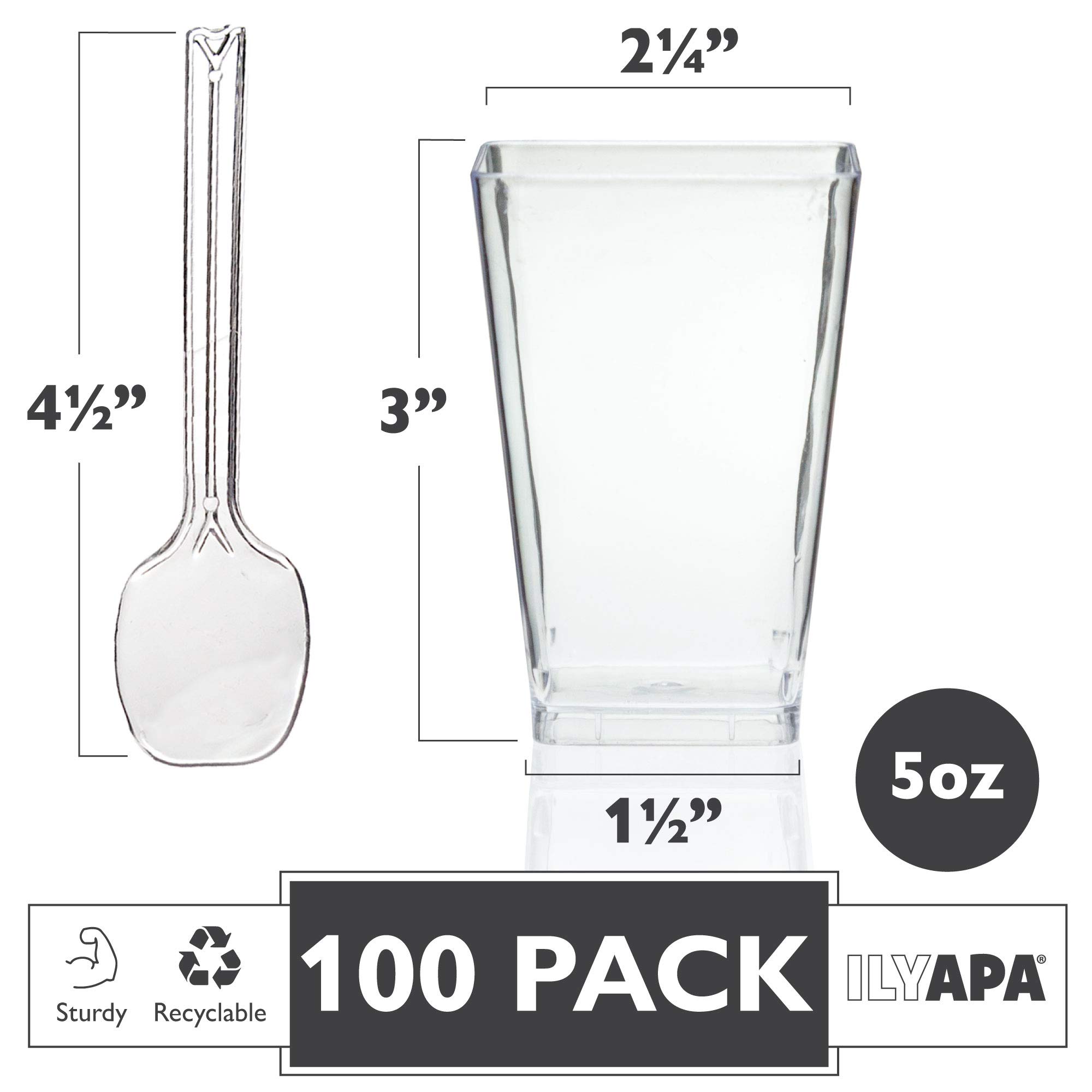 5 oz Small Plastic Dessert Cups with Spoons - 20 or 40 Dessert Shooters