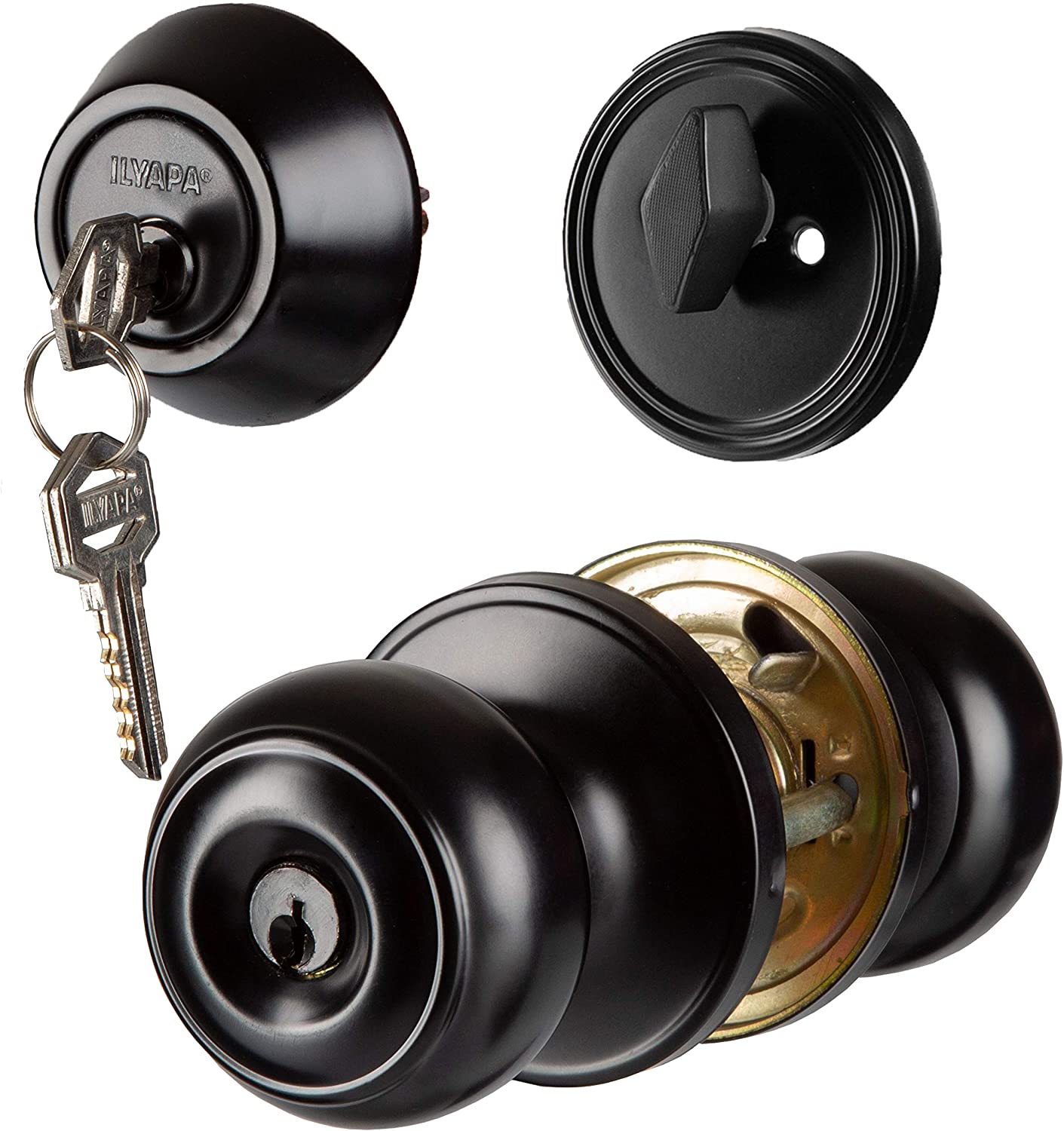 Entry Door Knob and Deadbolt Lock Set, 3 Pack Black Interior Door