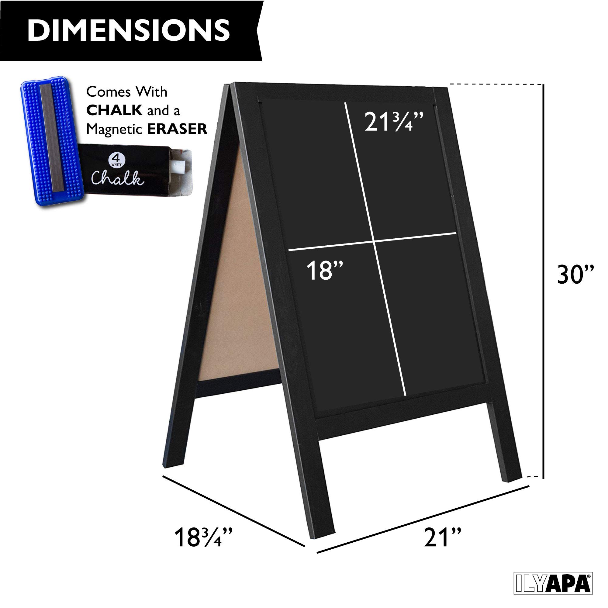 Sidewalk Chalkboard Sign with Chalk & Eraser for Menu Different Color and Size
