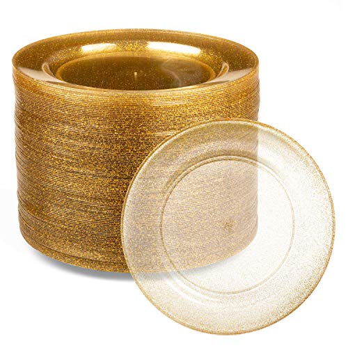 100 Gold Glitter Plastic Plates for Dinner Party or Wedding 6 Inch eBay