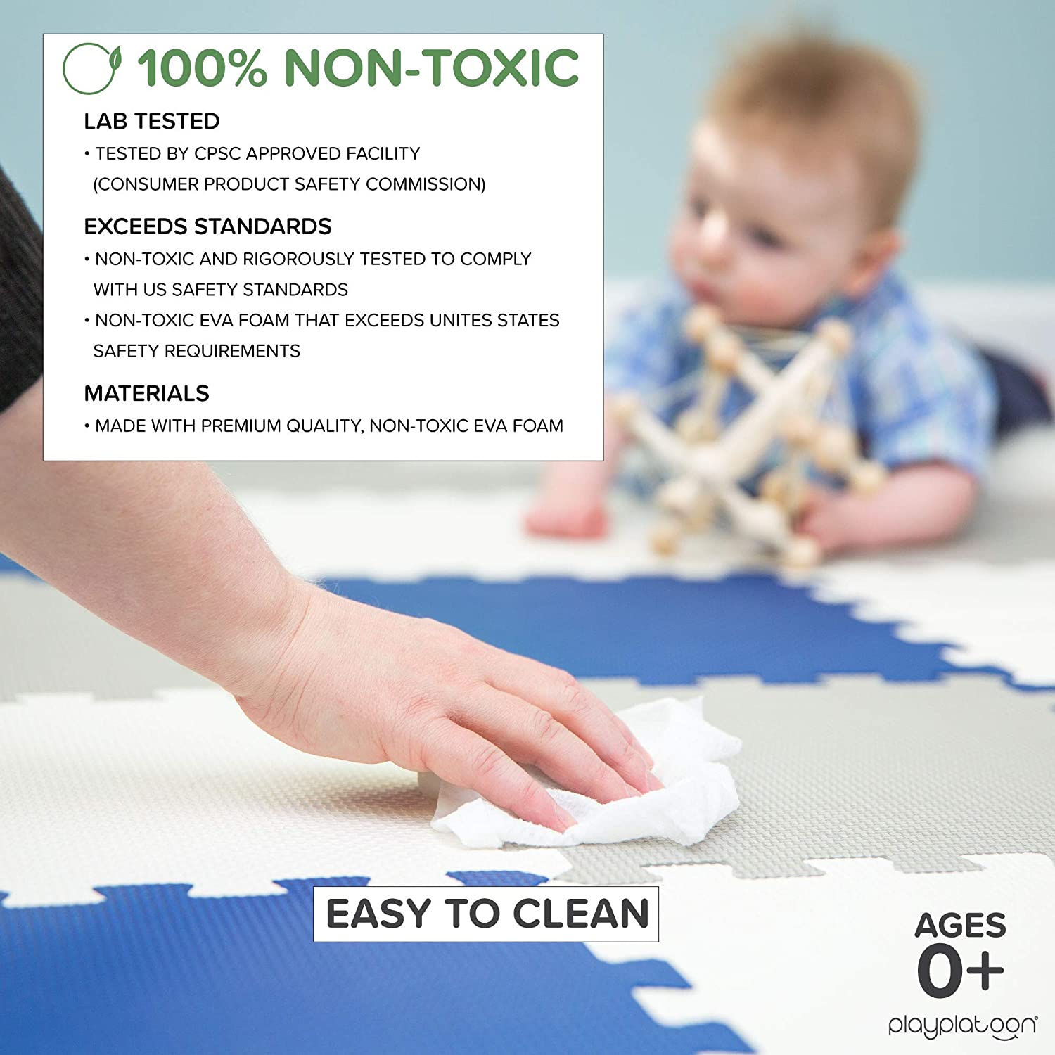 NonToxic Foam Puzzle Floor Mat for Toddlers, Kids Different Size and
