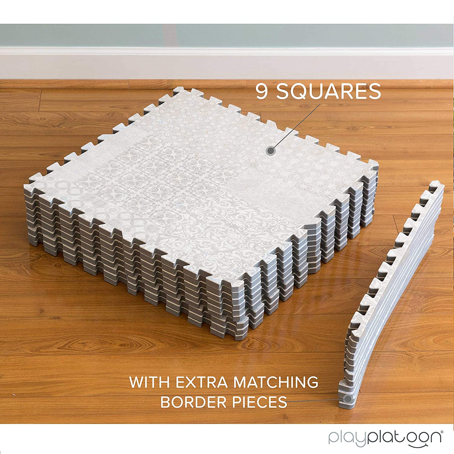 Non-Toxic Extra-Thick 9 Piece Childrens Play Mat - 72 x 72 inch Comfortable Cush - Picture 12 of 17