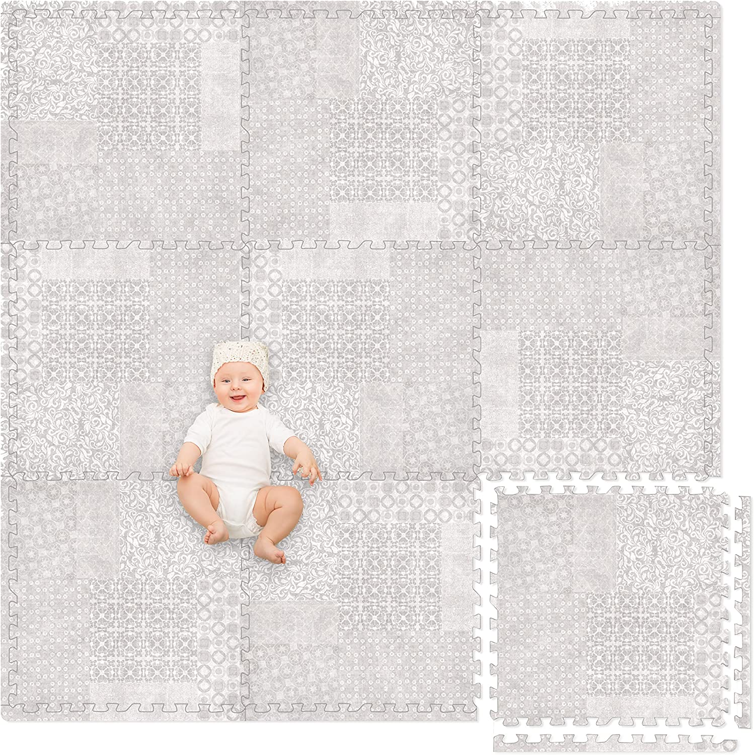 Non-Toxic Extra-Thick 9 Piece Childrens Play Mat - 72 x 72 inch Comfortable Cush - Picture 11 of 17