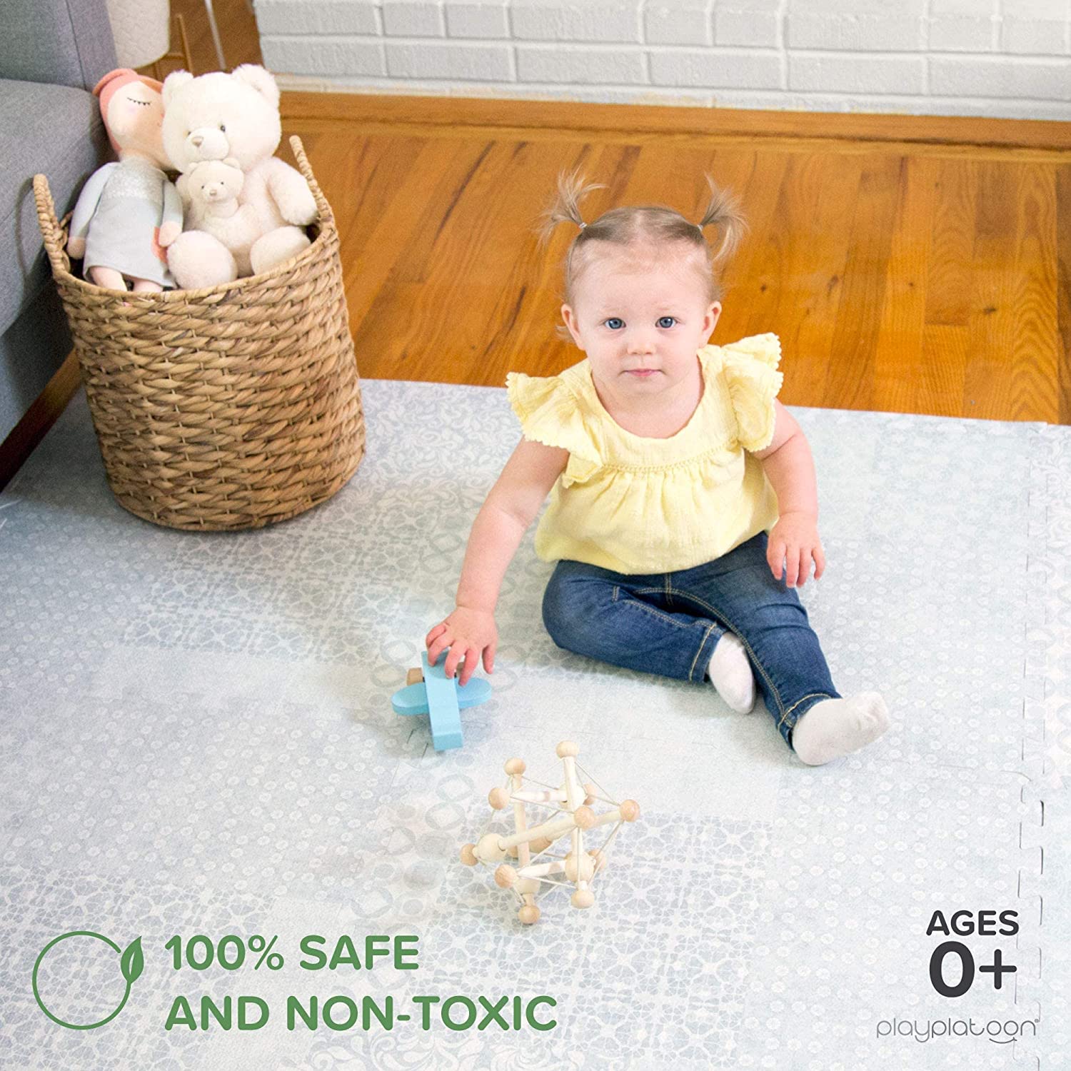 Non-Toxic Extra-Thick 9 Piece Childrens Play Mat - 72 x 72 inch Comfortable Cush - Picture 7 of 17