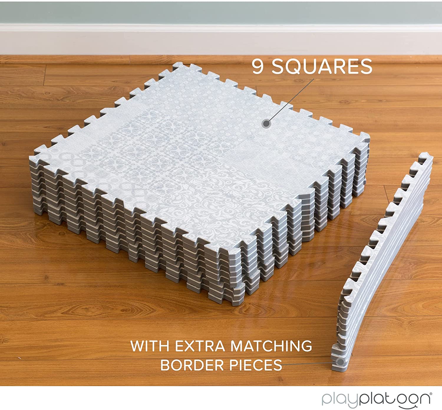Non-Toxic Extra-Thick 9 Piece Childrens Play Mat - 72 x 72 inch Comfortable Cush - Picture 8 of 17