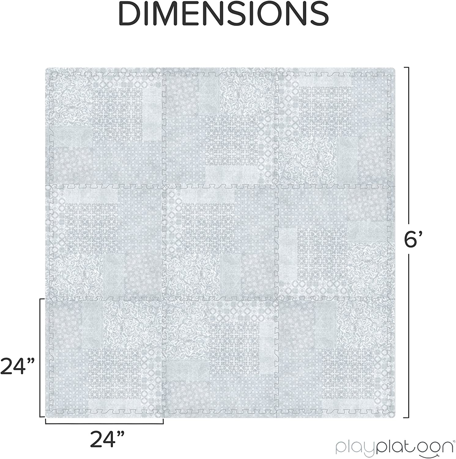 Non-Toxic Extra-Thick 9 Piece Childrens Play Mat - 72 x 72 inch Comfortable Cush - Picture 6 of 17