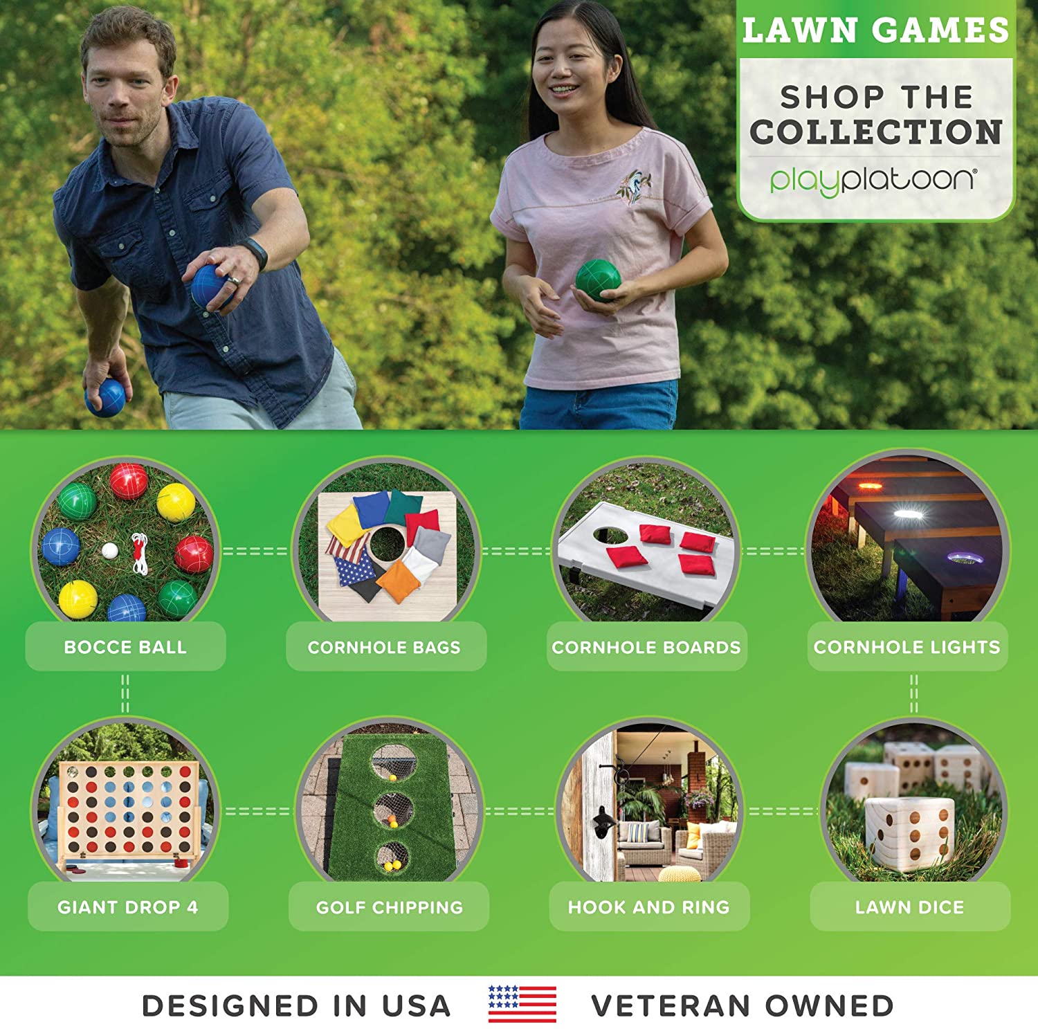 Play Platoon Bocce Ball Set with 8 Premium Resin Bocce Balls, Pallino, Carry Bag eBay