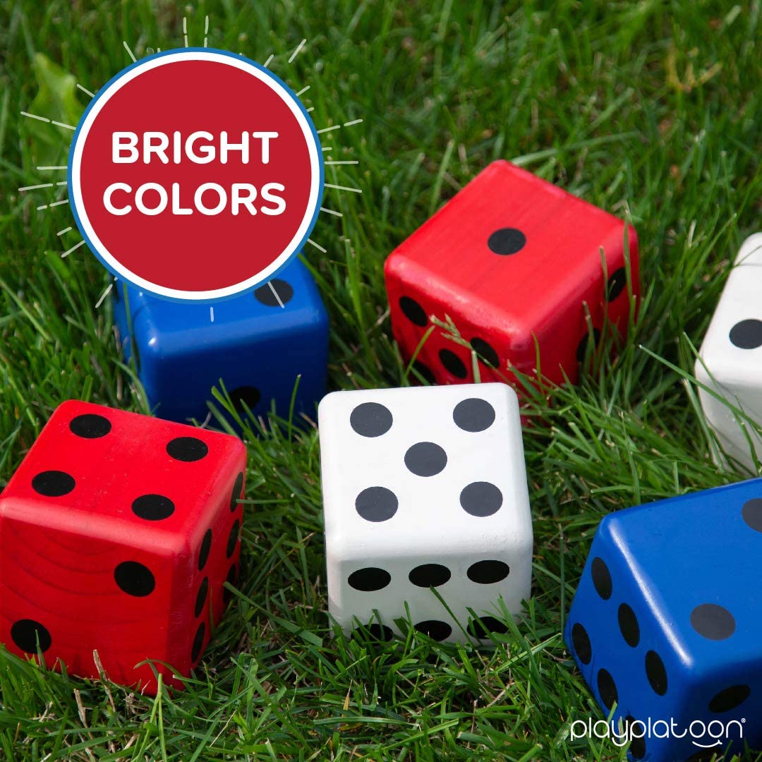Lawn Dice with Scoreboard Giant Red White & Blue Wooden Yard Dice