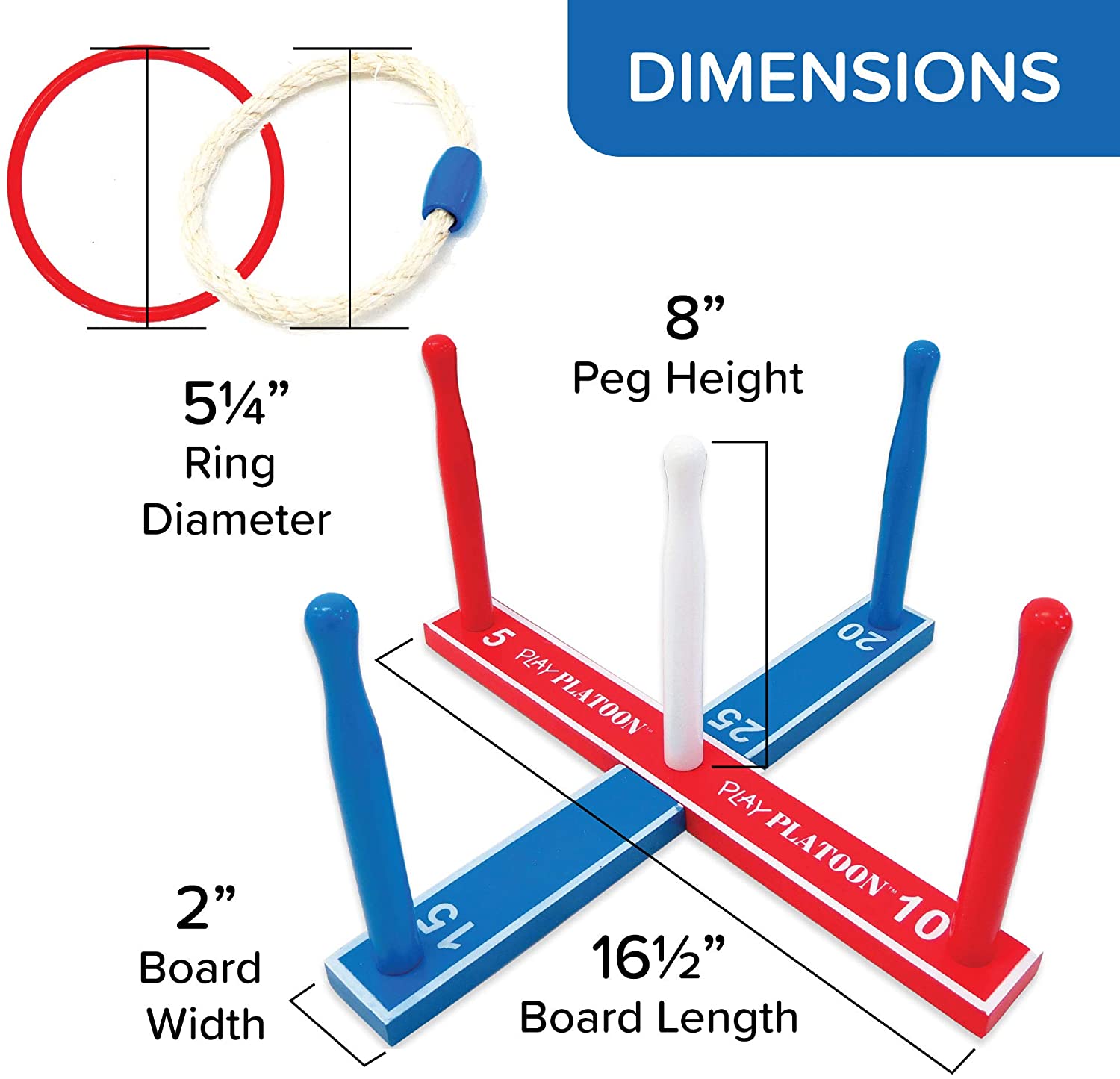Premium Ring Toss Game Set for Kids & Adults Includes 8 Rope & 8