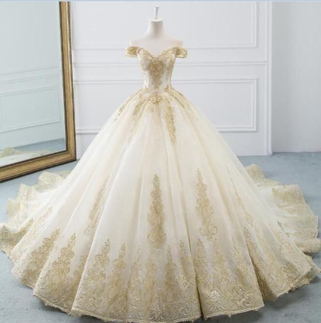 Gorgeous Ball Gown Wedding Dress with Beading | eBay