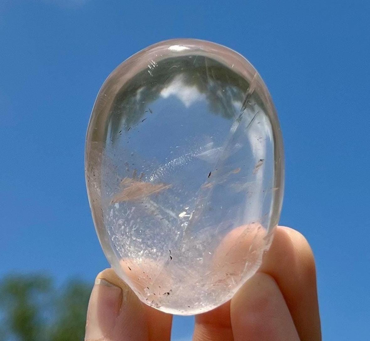 Clear Quartz Palm Stone – Worry Stone, Natural Clear Quartz from Madagascar