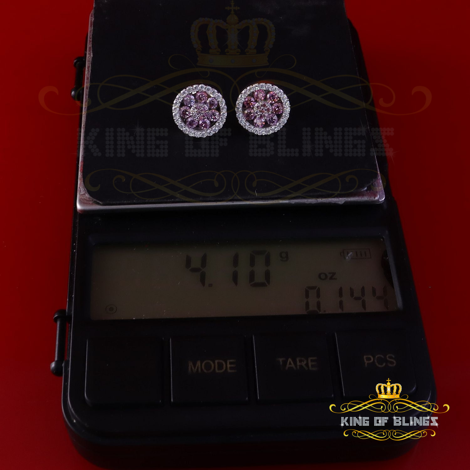 925 Silber weiße 1,50ct VVS 'D' rosa Moissanit runde Herren/Damen Ohrstecker - Bild 7 von 12
