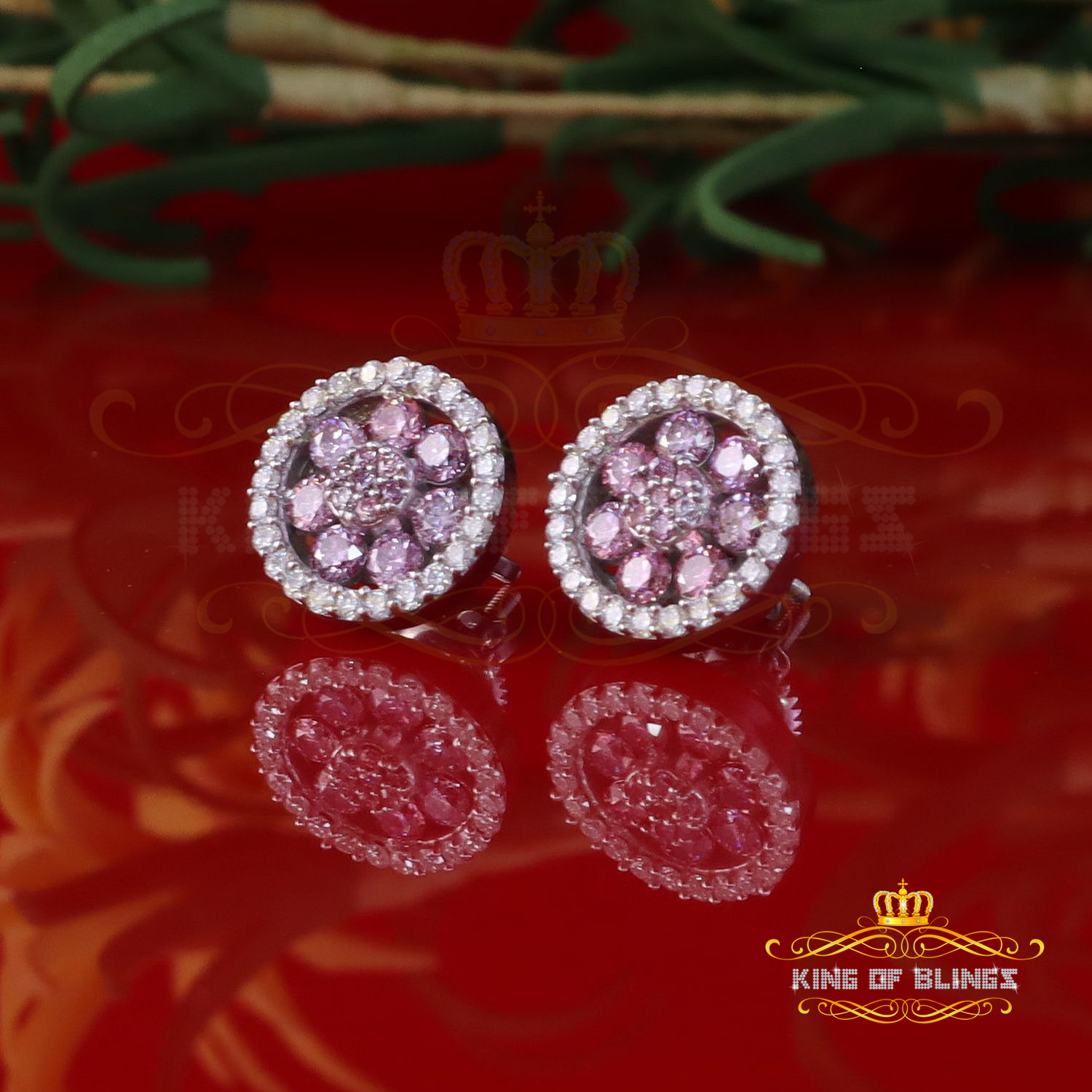 925 Silber weiße 1,50ct VVS 'D' rosa Moissanit runde Herren/Damen Ohrstecker - Bild 4 von 12