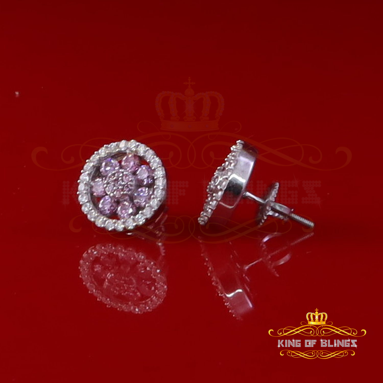 925 Silber weiße 1,50ct VVS 'D' rosa Moissanit runde Herren/Damen Ohrstecker - Bild 2 von 12
