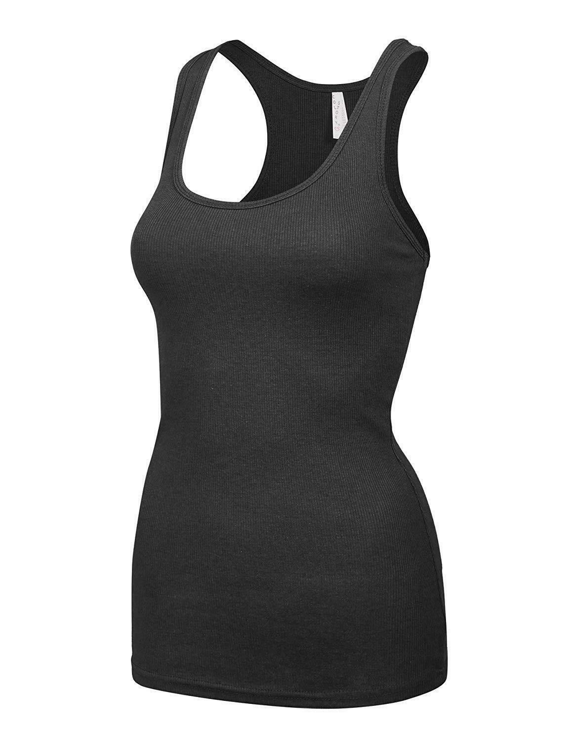 Color Story Women's Basic Fitted Ribbed Racerback Tank Top #1699