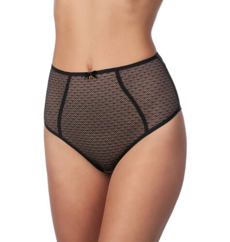 high waisted black underwear for sheer dress Panache Black Label Esme Semi-sheer Mesh Lined Highwaist Brief Panty  Underwear
