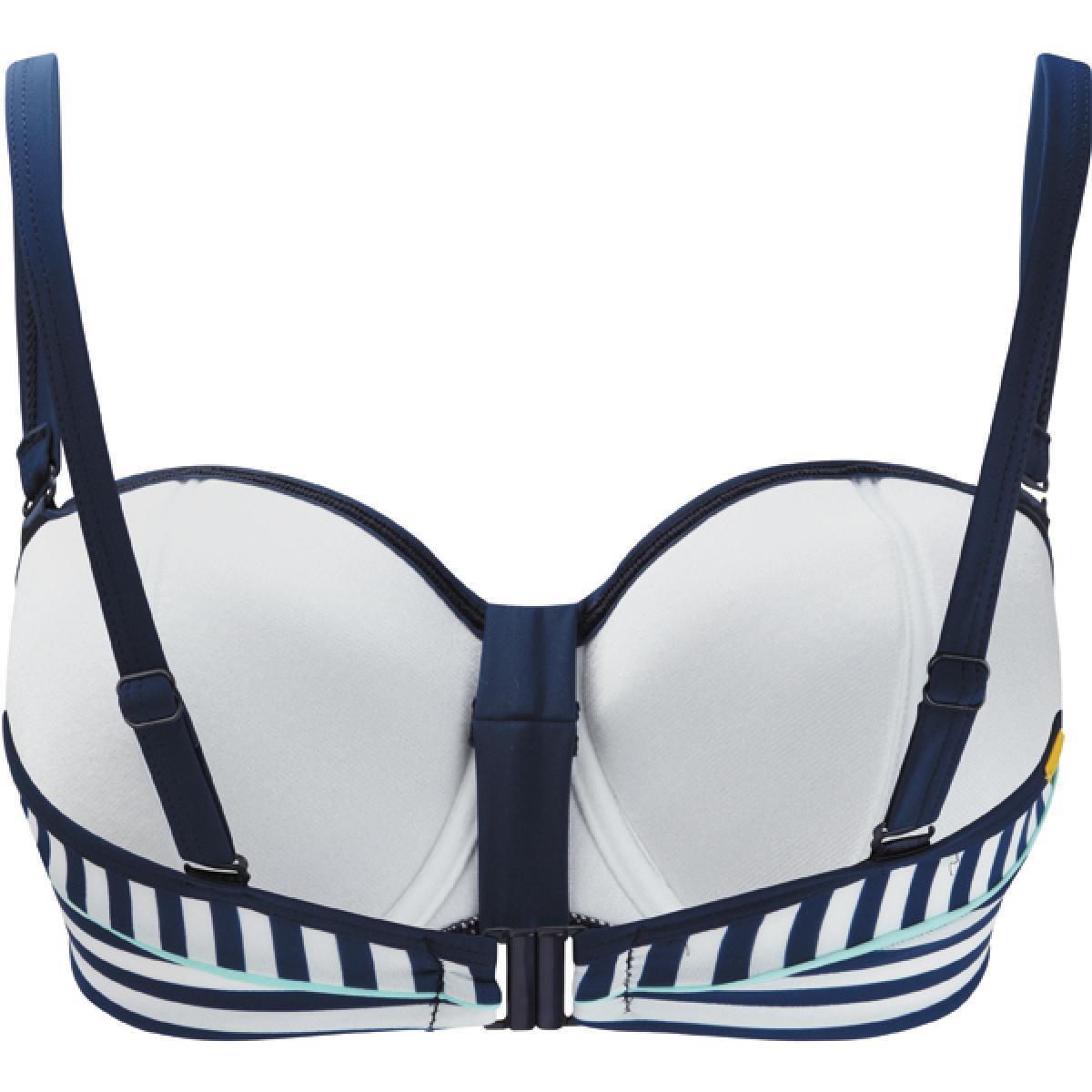 Panache Cleo Women's Lucille Underwire Bandeau Strapless Molded Swim Stripe Top