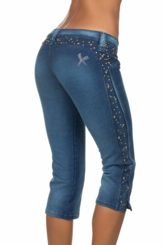 PXC Womens Low Rise Soft Moleton Denim Capri Pants with
