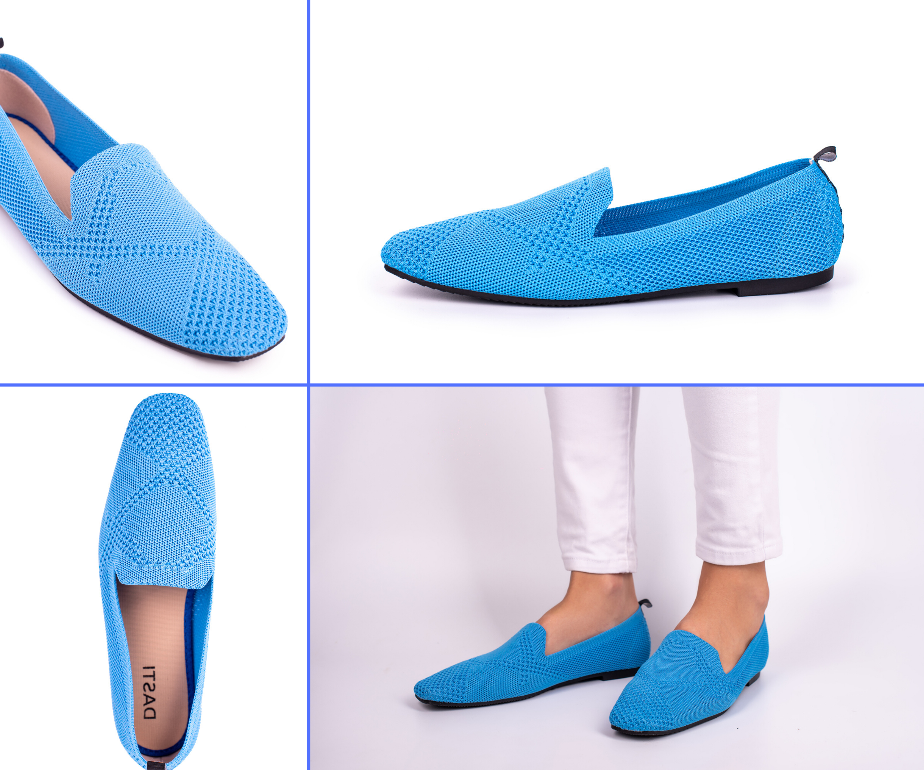 Knitted Square Toe Flats Women Comfort Walking Loafer Mesh Knit Shoes