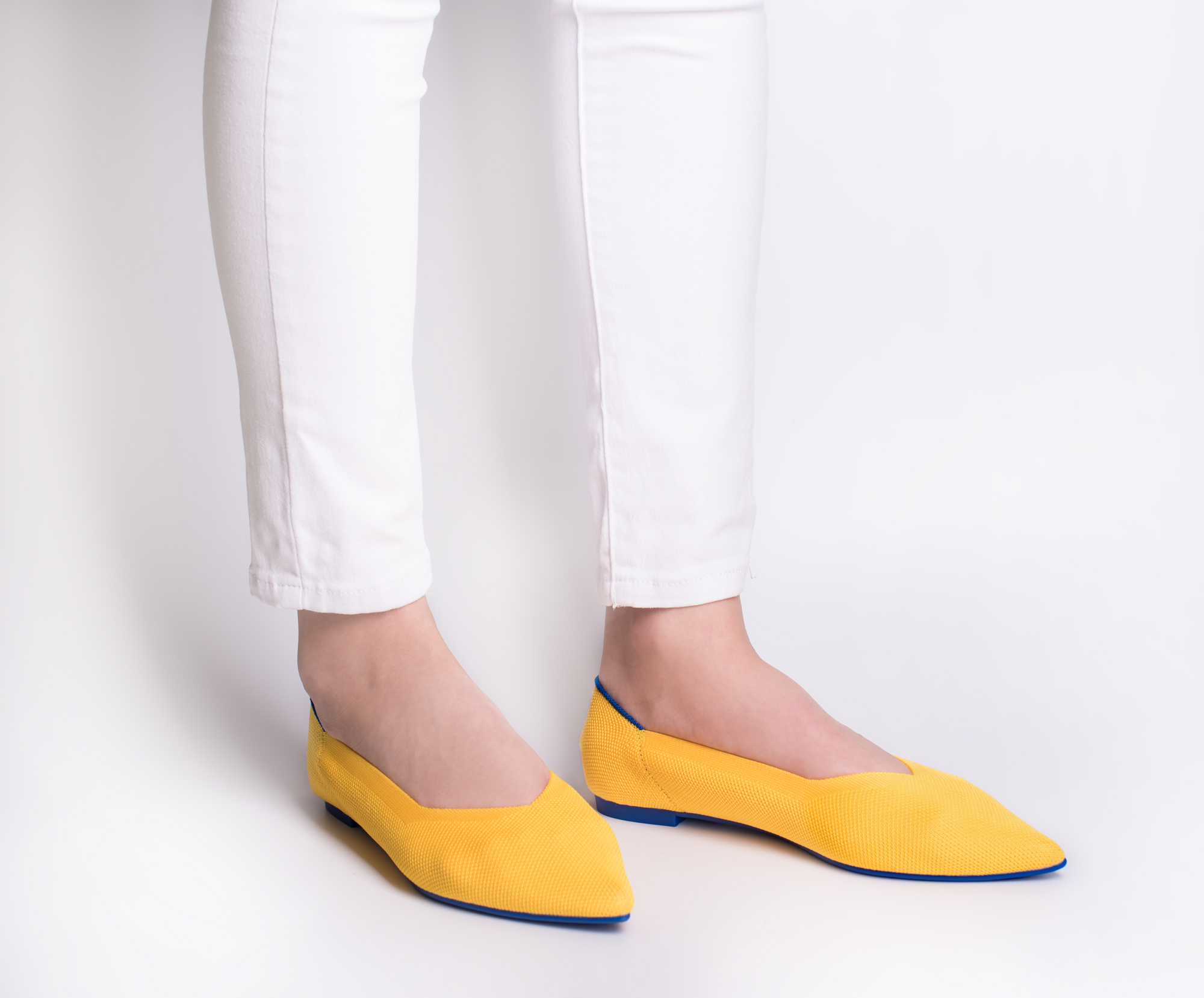pointed toe yellow flats