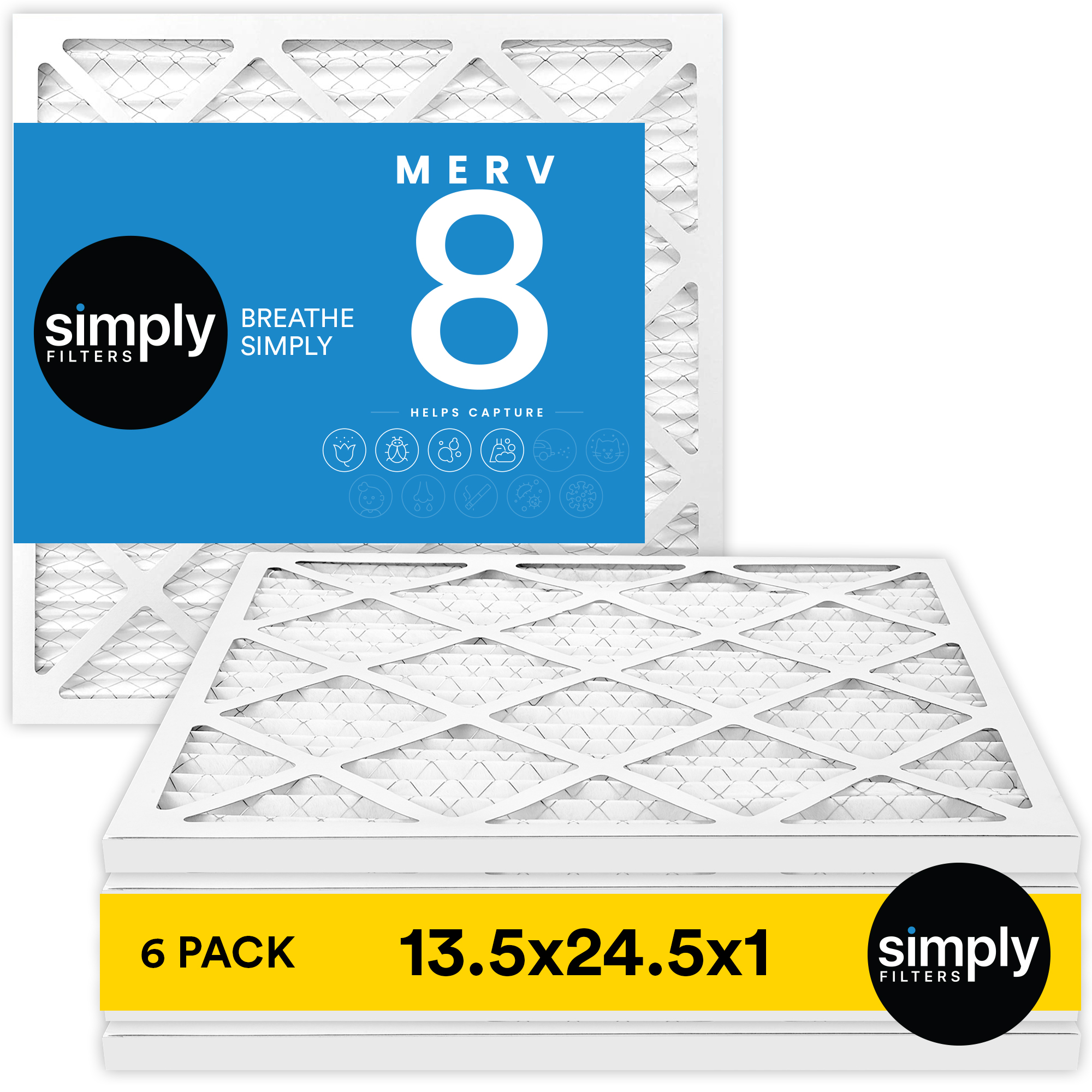 Simply Filters 13.5x24.5x1 MERV 8, MPR 600, AC Furnace HVAC Air Filter - Picture 25 of 56