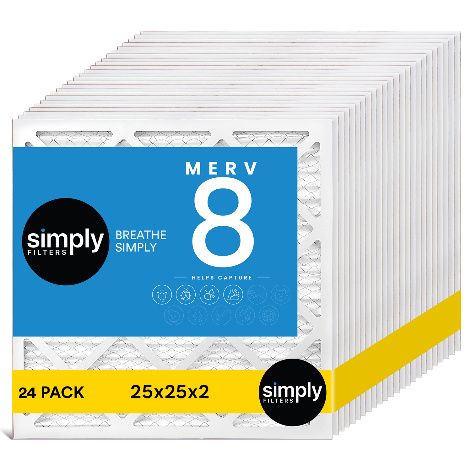 25x25x2 Merv 8, Mpr 600, Ac Furnace Hvac Air Filter