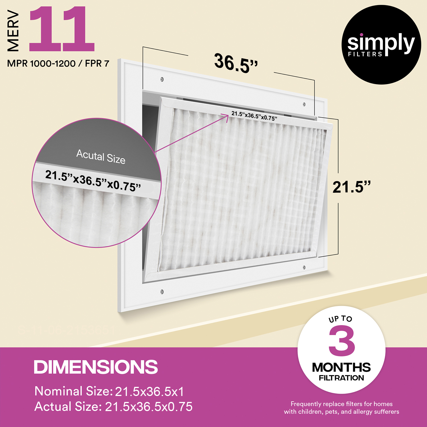 Simply Filters 21.5x36.5x1 MERV 11, MPR 1000, AC Furnace HVAC Air Filter - Picture 26 of 56