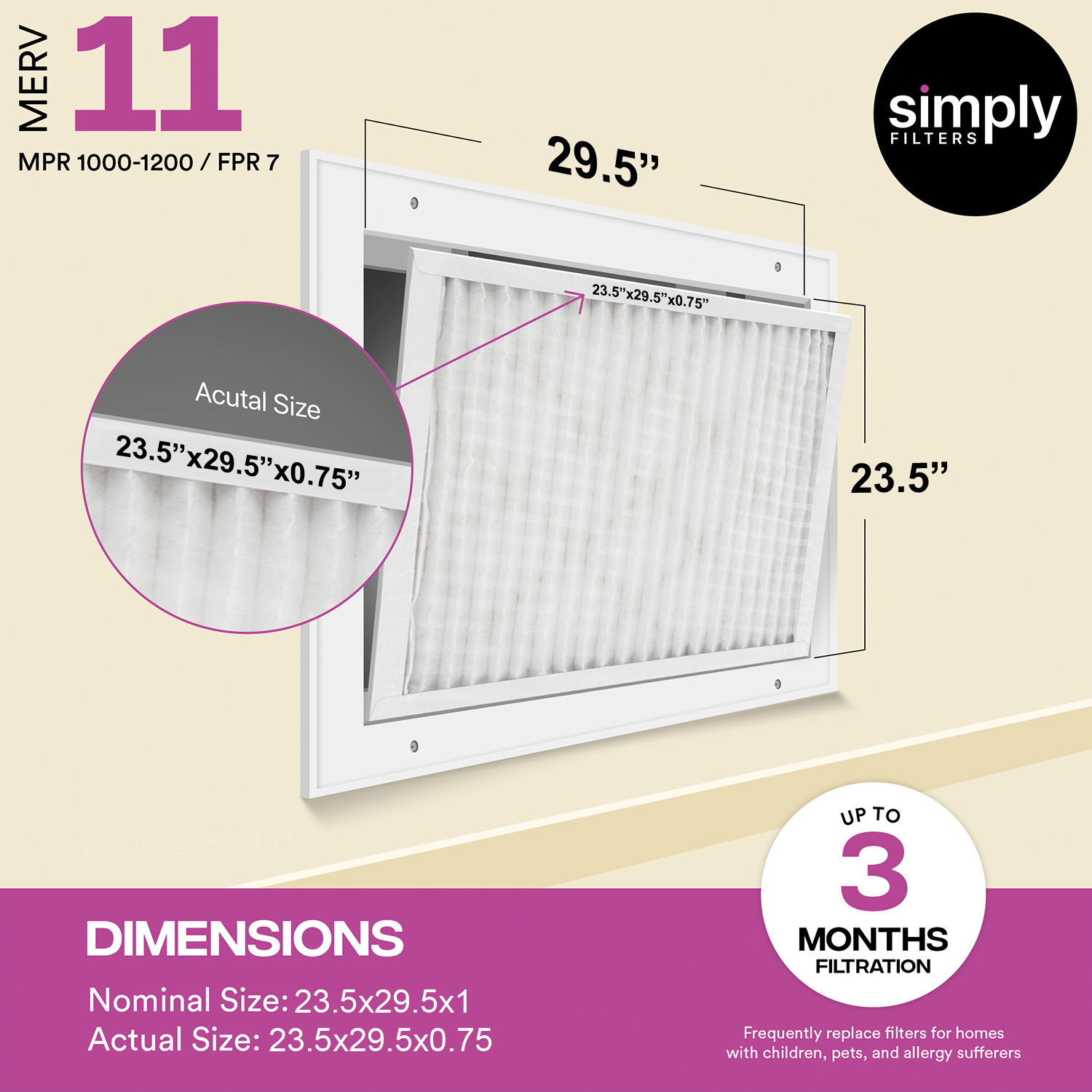 Simply Filters 23.5x29.5x1 MERV 11, MPR 1000, AC Furnace HVAC Air Filter - Picture 26 of 56