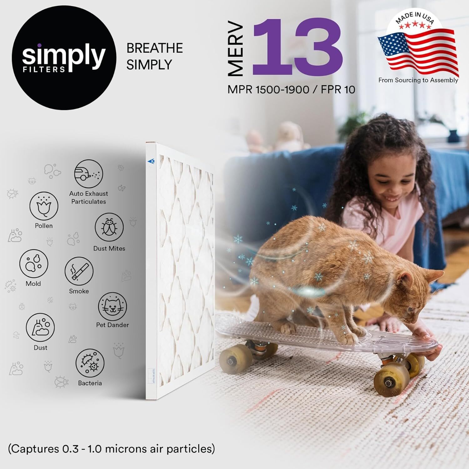 Simply Filters 20x32x1 MERV 13, MPR 1500, Filtro aria HVAC forno CA - Foto 43 di 56