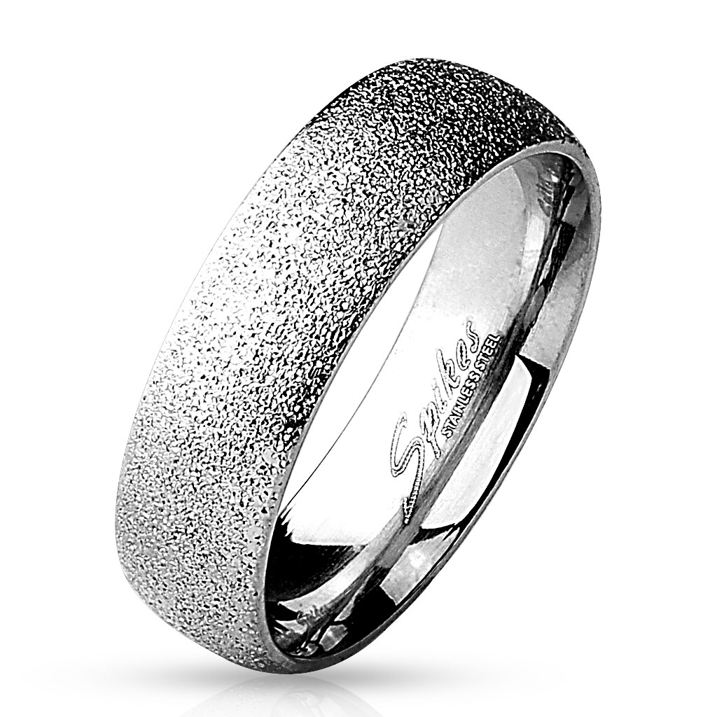 6mm Sand Sparkle Finish Dome Surface 316L Stainless Steel Wedding Band 5-12 New - Picture 3 of 9