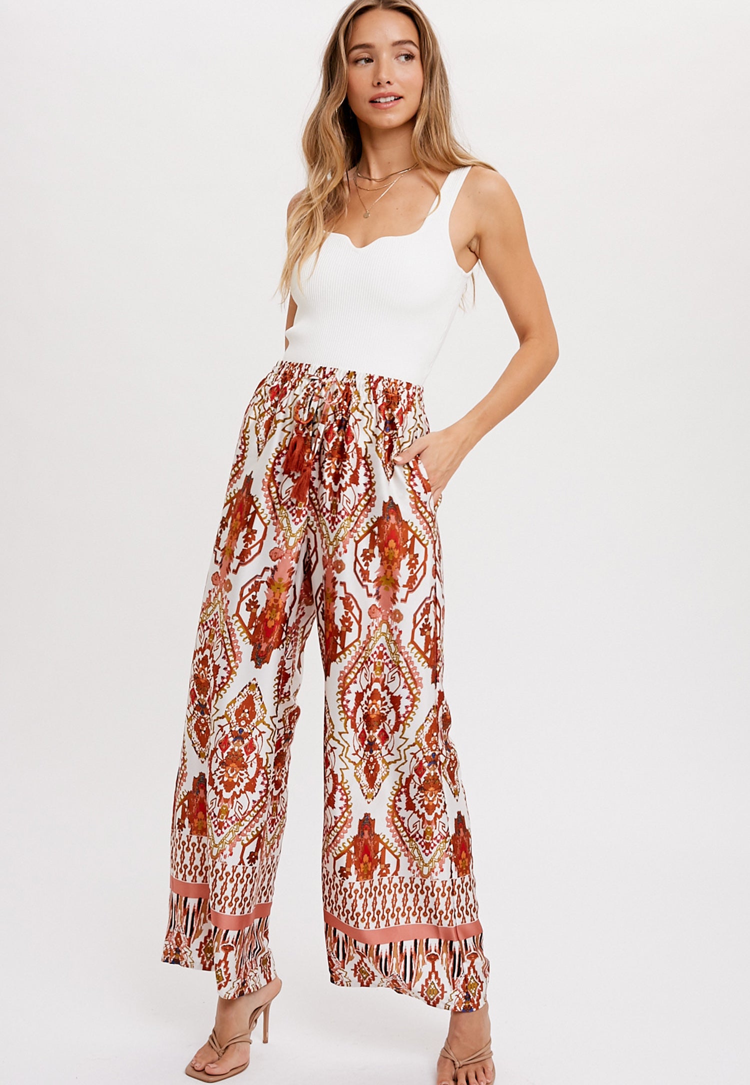 Bohemian Wide Leg Palazzo Pants - Picture 12 of 15