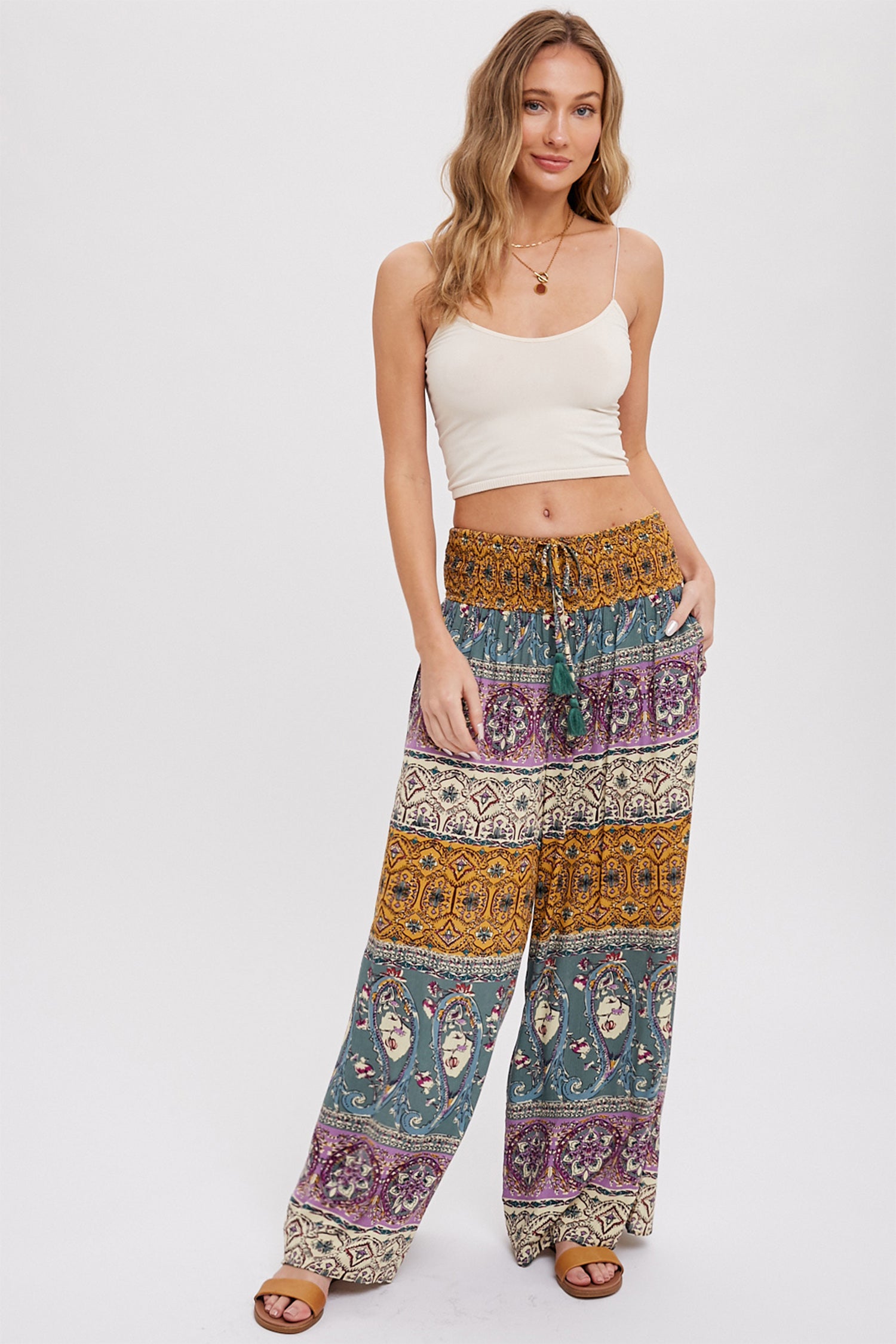 Bohemian Wide Leg Palazzo Pants - Picture 14 of 15