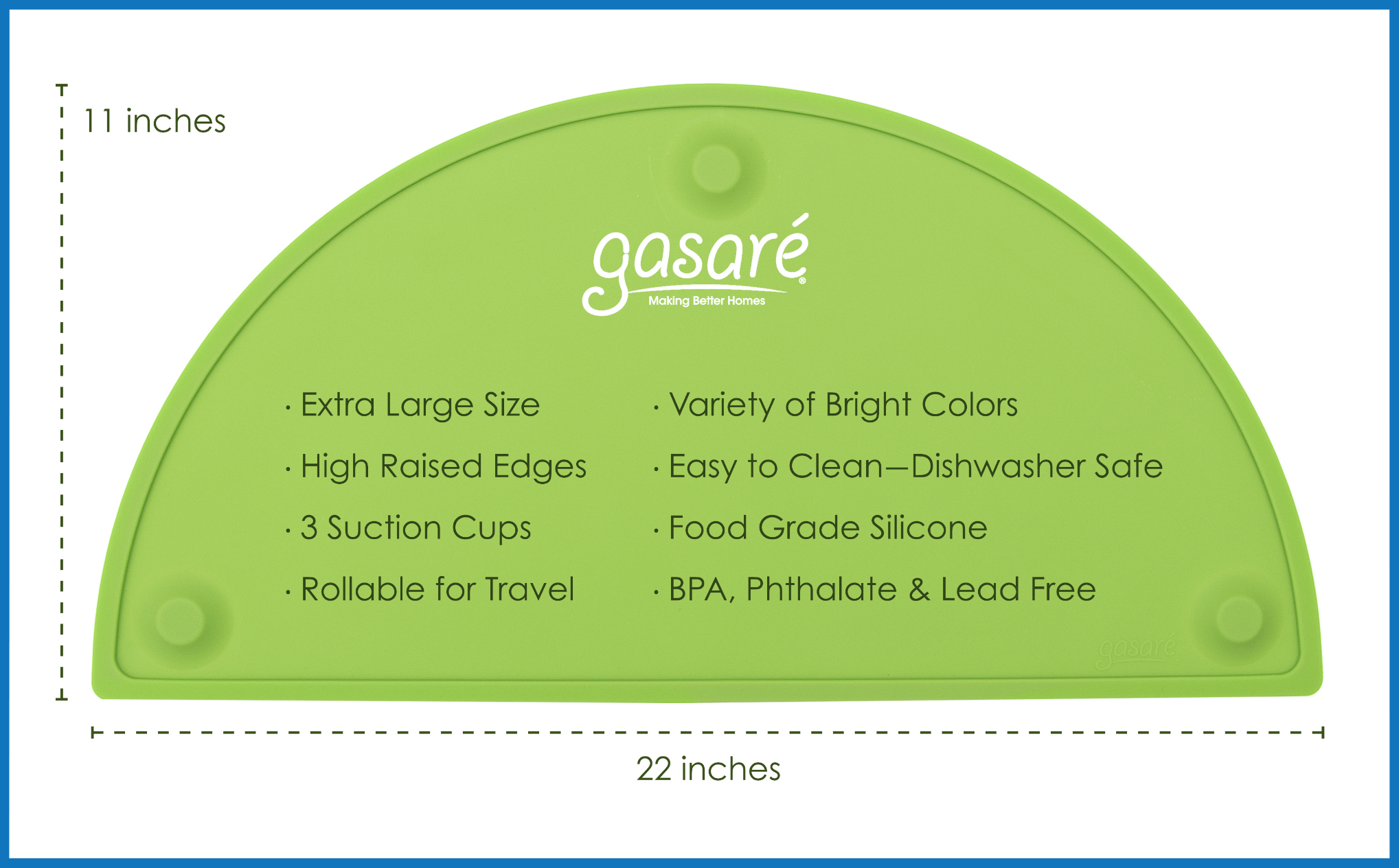 GASARÉ, 20 x 11 Inches, Silicone Placemats for Kids, Suction Cups, Raised Edges - Picture 34 of 73