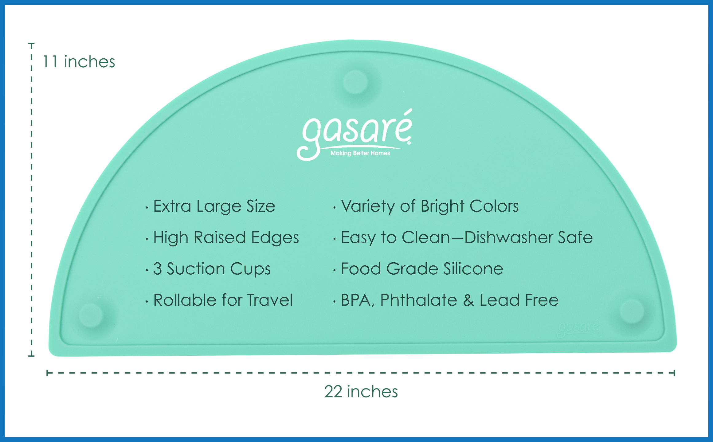 GASARÉ, 20 x 11 Inches, Silicone Placemats for Kids, Suction Cups, Raised Edges - Picture 63 of 73