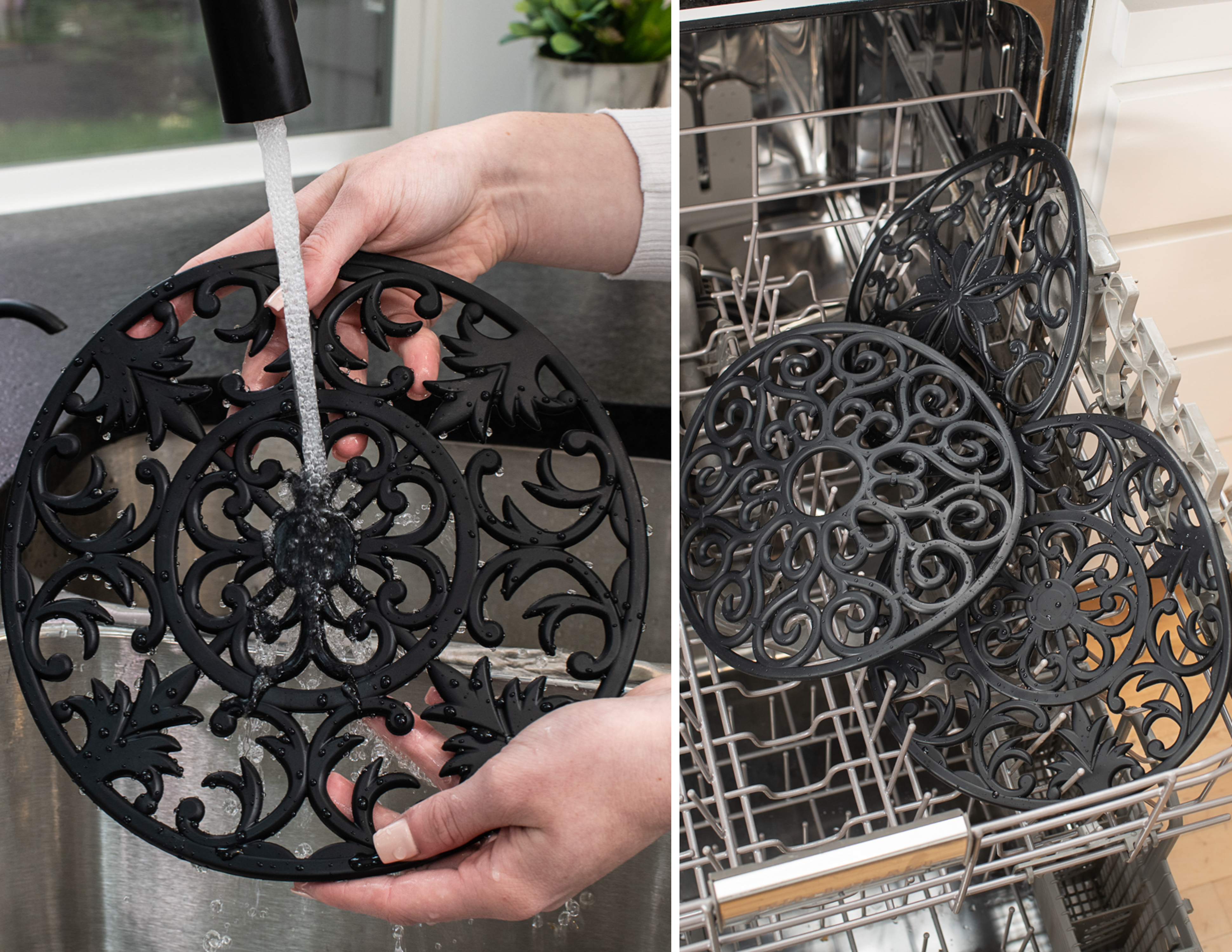 GASARÉ, Large, Thick, 10" Silicone Trivets for Hot Dishes, 10 x ¼ Inches, 3 Pack