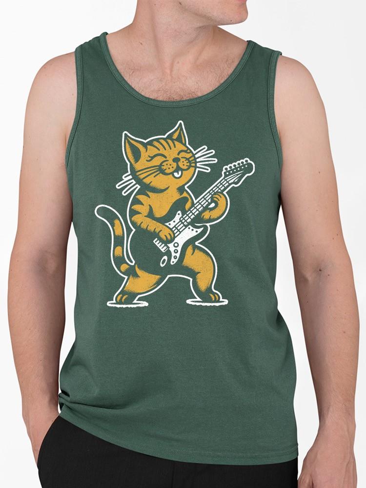 Rocking Cat Guitar Tee Tank Top Men’s Forest Green