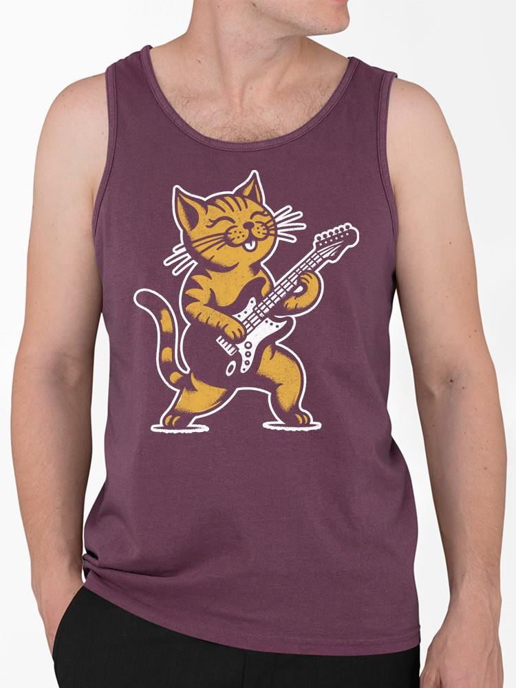 Rocking Cat Guitar Tee Tank Top Men’s Maroon