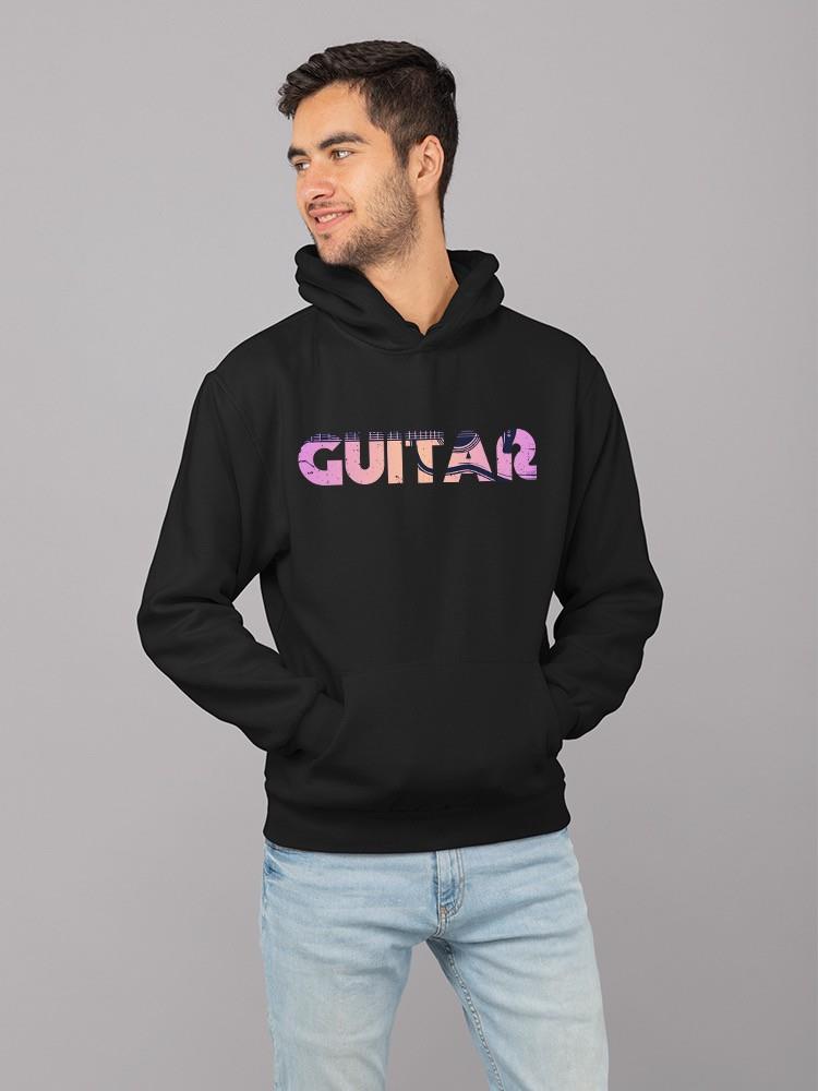 Retro Guitar Graphic Tee Hoodie Men's Black - Picture 4 of 5