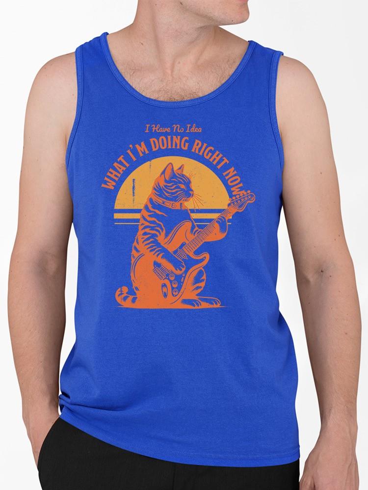 Cat With Guitar Retro Vibes Tee Tank Top Men&rsquo;s Royal