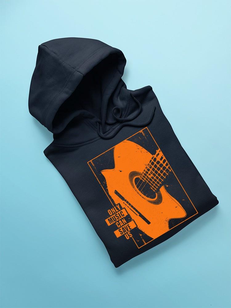 Camiseta con capucha para guitarra Music Saves Us azul marino para hombre - Imagen 5 de 5