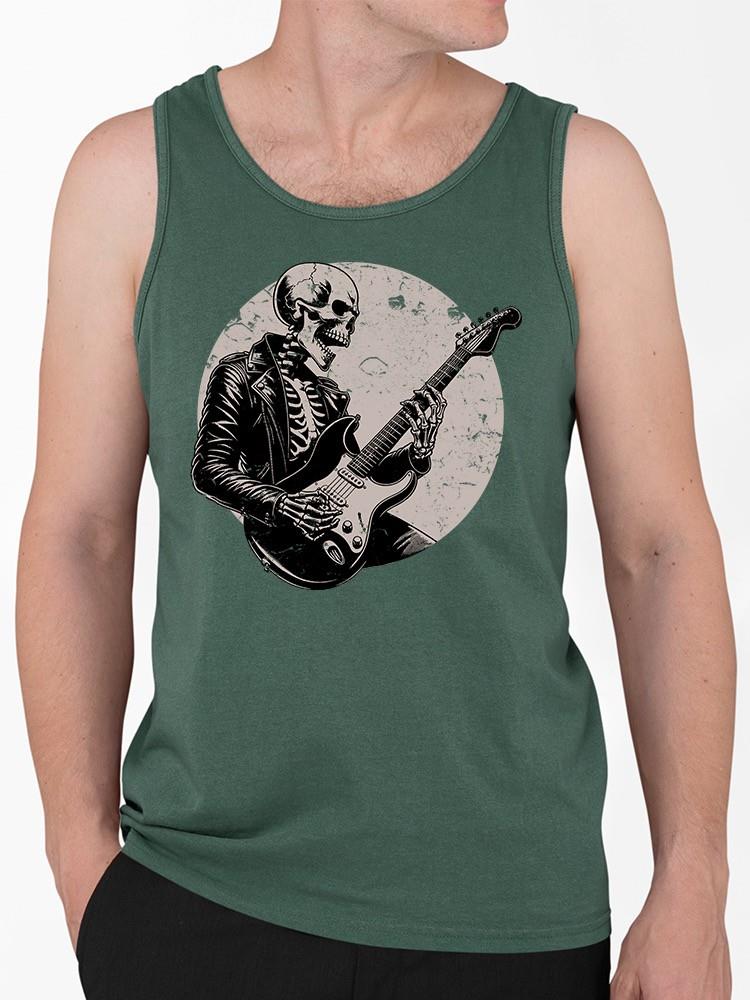 Rock On Skeleton Guitar Tee Tank Top Men’s Forest Green