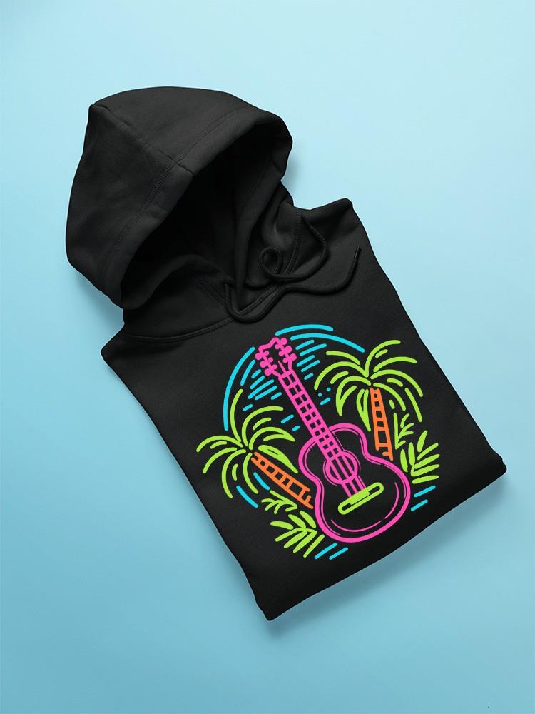 Tropical Guitar Sunset Tee Hoodie Men's Black - Picture 5 of 5