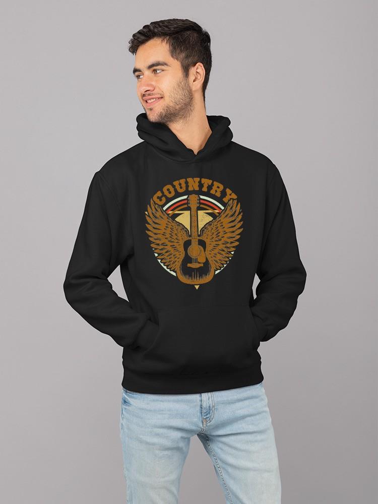 Wings Of Country Guitar Tee Hoodie Men's Black - Picture 4 of 5