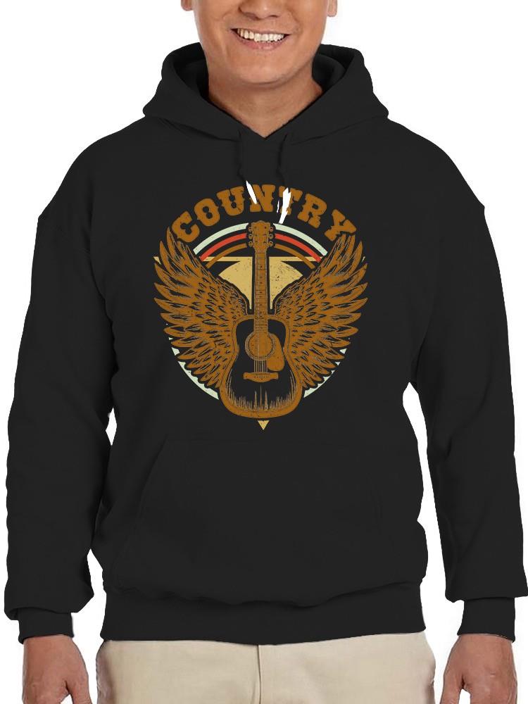 Wings Of Country Guitar Tee Hoodie Men's Black - Picture 3 of 5