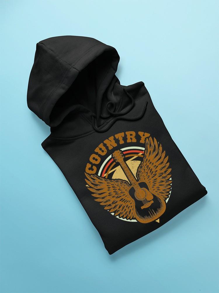 Wings Of Country Guitar Tee Hoodie Men's Black - Picture 5 of 5