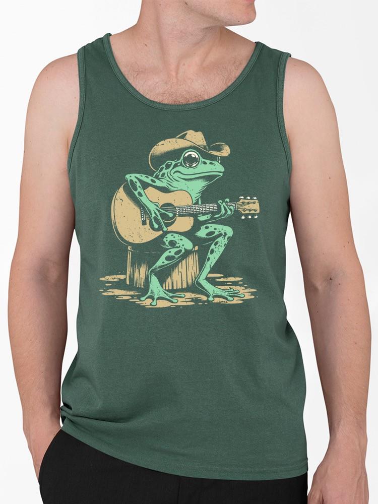 Country Frog Guitarist Tee Tank Top Men’s Forest Green