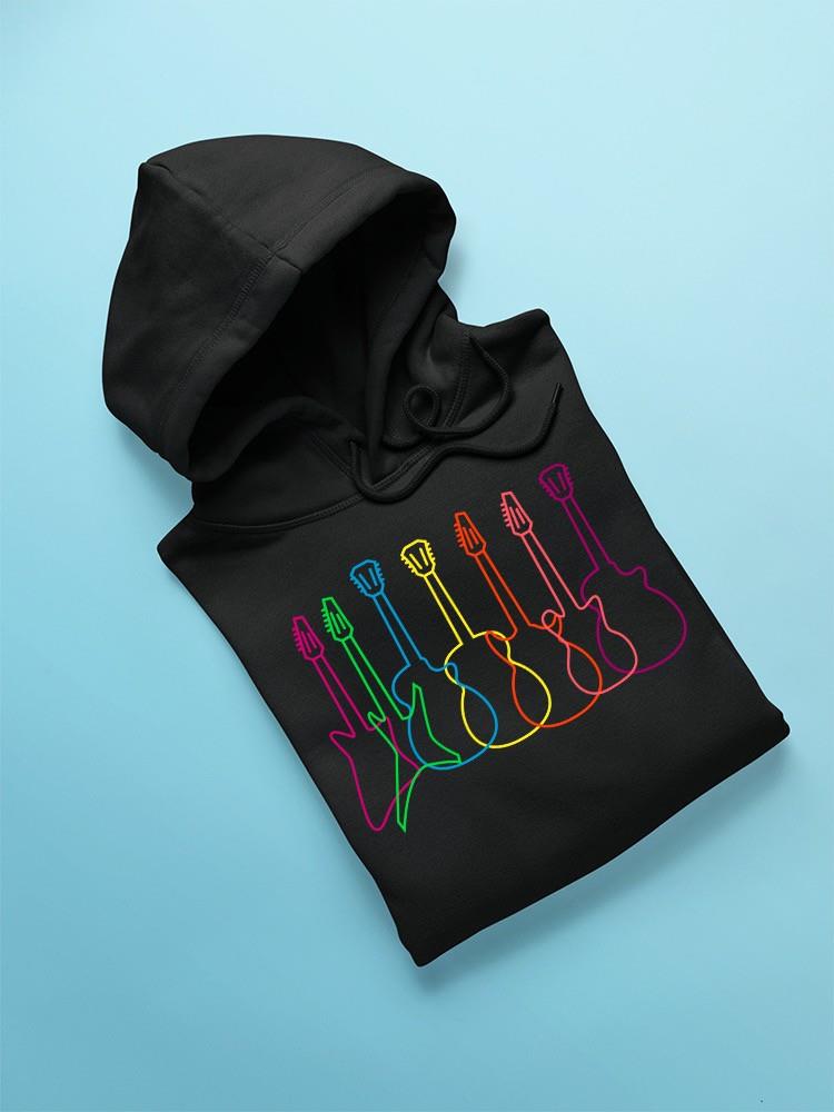 Rainbow Guitar Line Art Tee Hoodie Men's Black - Picture 5 of 5