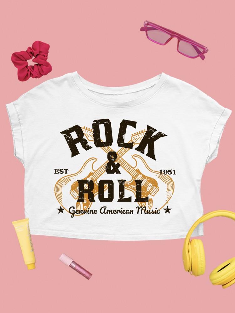 Classic Rock And Roll Guitar Tee Crop Tee Women's White - Picture 6 of 6