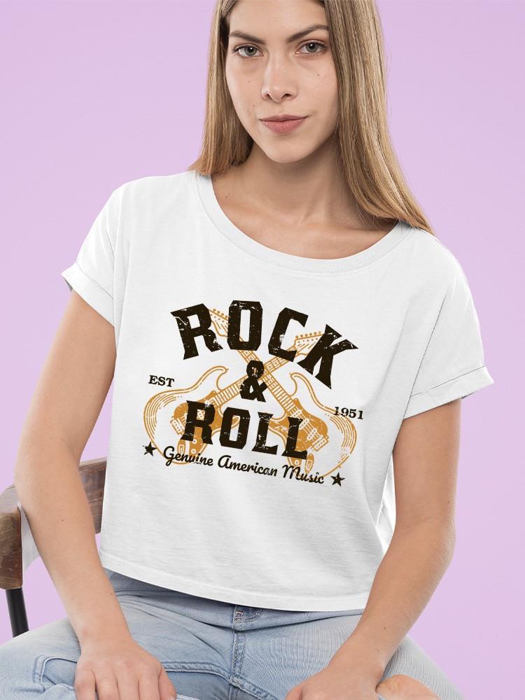 Classic Rock And Roll Guitar Tee Crop Tee Women's White - Picture 5 of 6