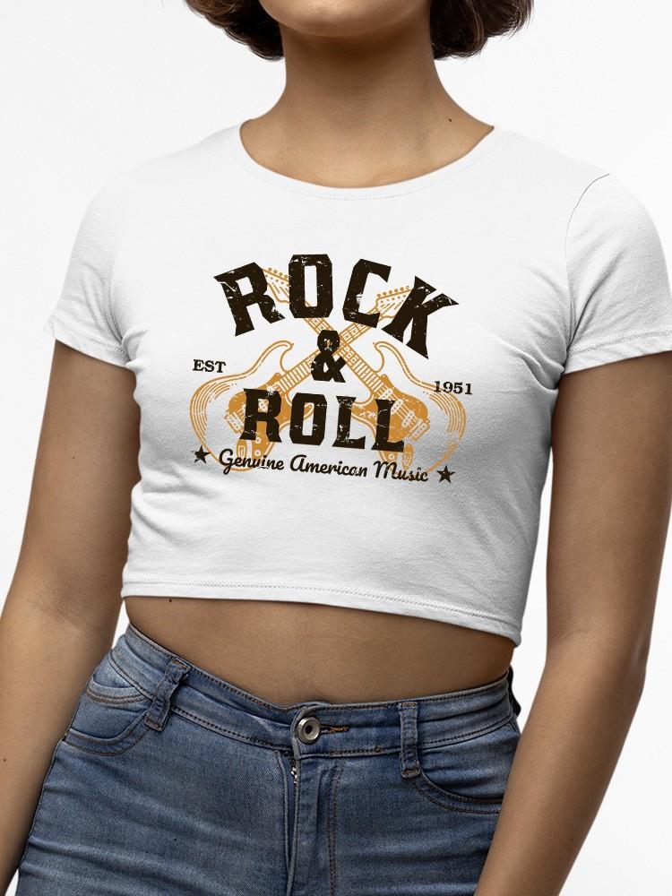 Classic Rock And Roll Guitar Tee Crop Tee Women's White - Picture 4 of 6